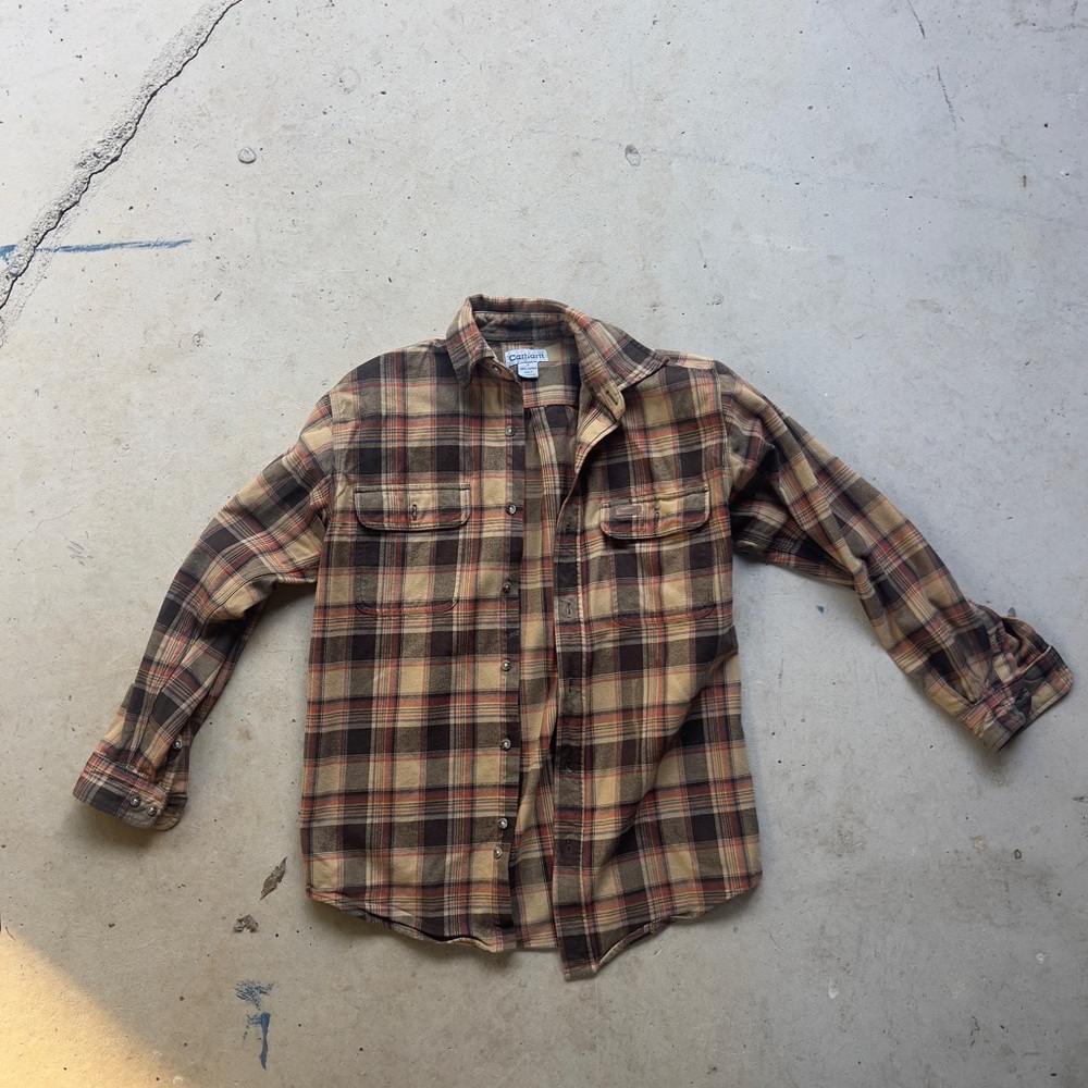 Carhartt Brown Plaid Casual Button Down Shirt